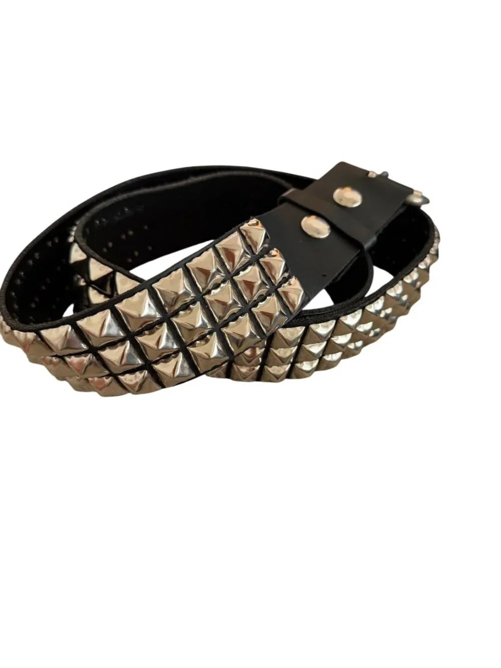Funk Plus Unisex Pyramid Metal Studded Belt Size Large Black Leather Bold Punk